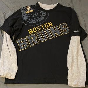 Boston Bruins Mens Vintage Long Sleeve Shirt (2008)- Size Large
